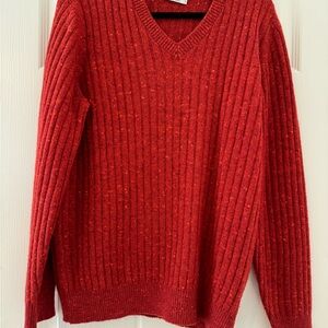 Brunello Cucinelli Rich Red V-Neck Sweater